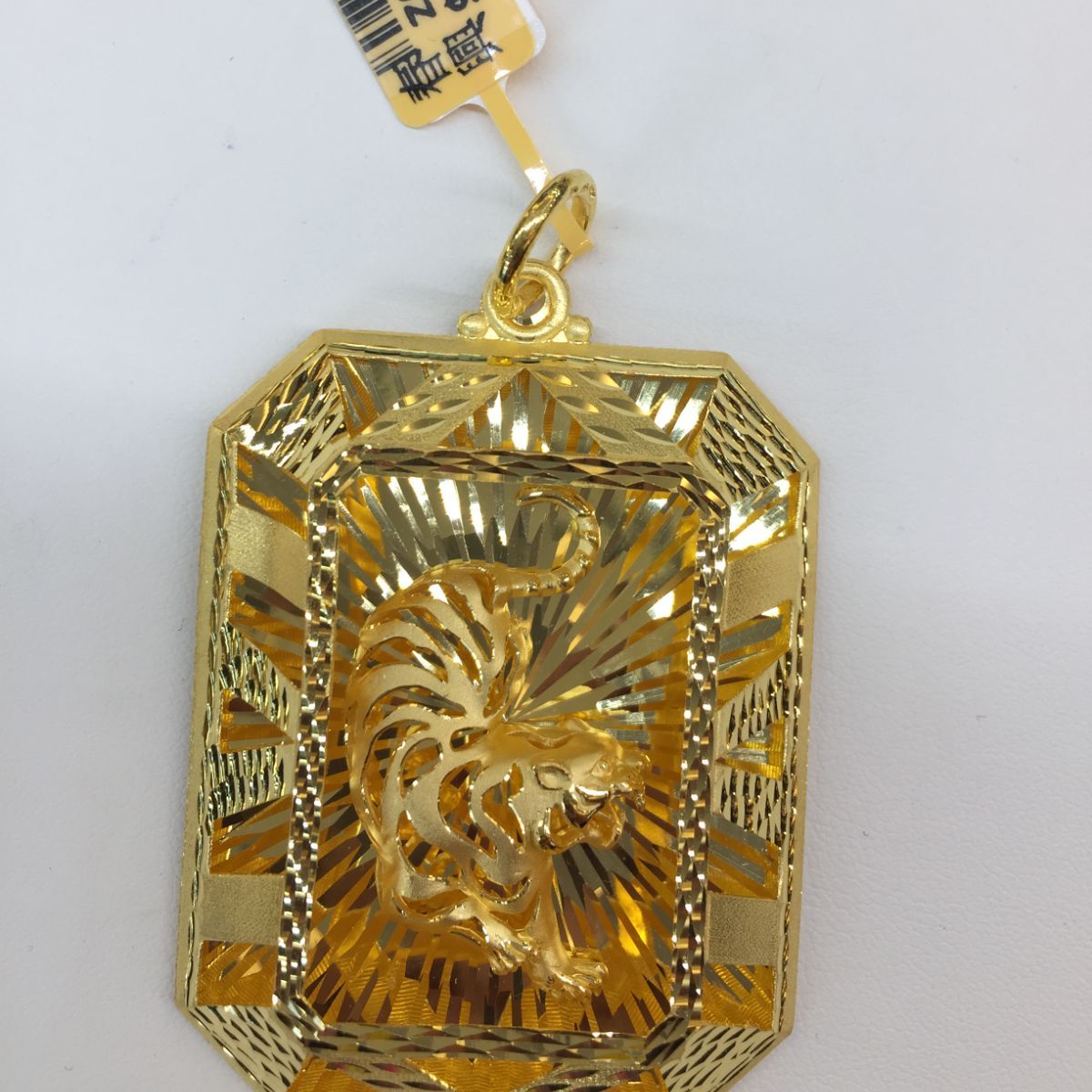 24K Octagon Tiger Traditional Pendant - Z008195 | Free & Fast Shipping