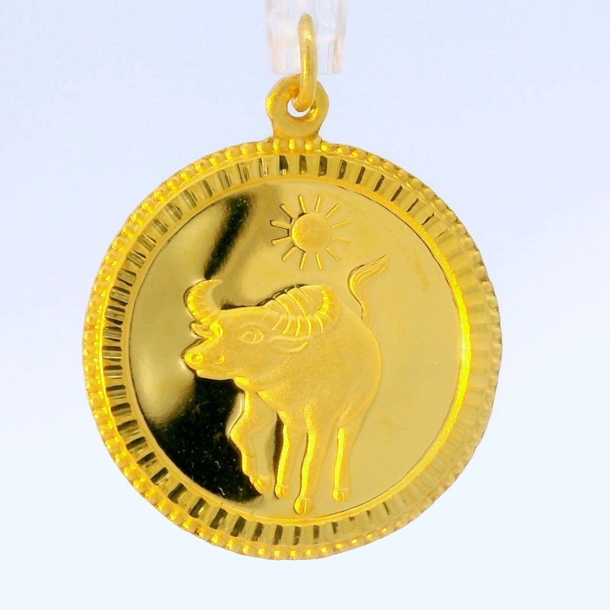 24K Circle Ox Traditional Pendant - Z010722 | Free & Fast Shipping