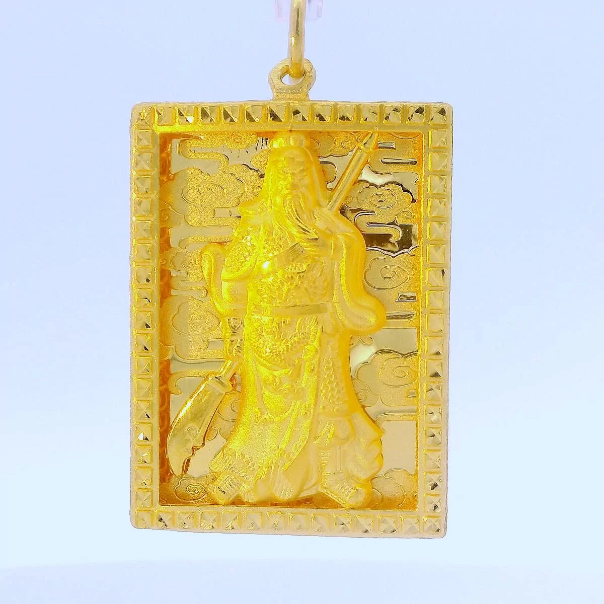 24K Rectangle Guan Yu Pendant - Z017322 | Free & Fast Shipping