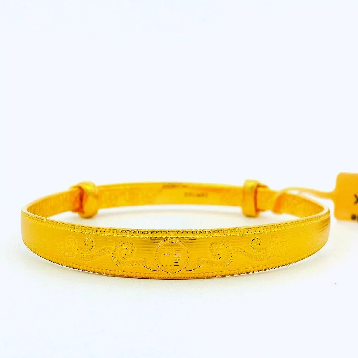 24K Fancy Chinese Characters Good Fortune Fancy Bangle - Z019965 |