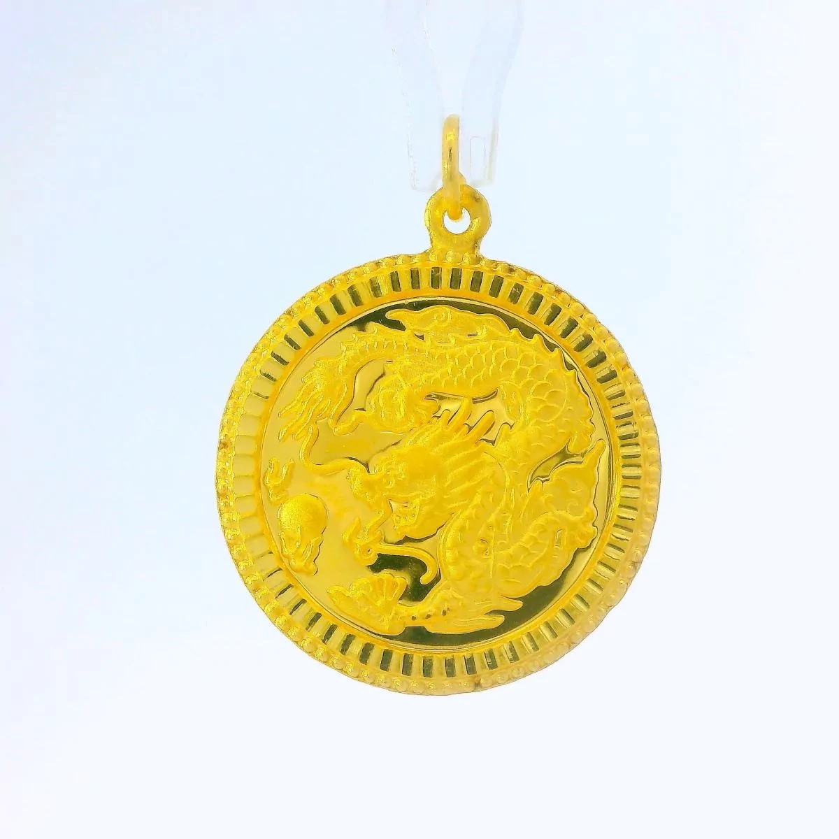 24K Circle Dragon Traditional Pendant - Z025406 - Free & Fast Shipping