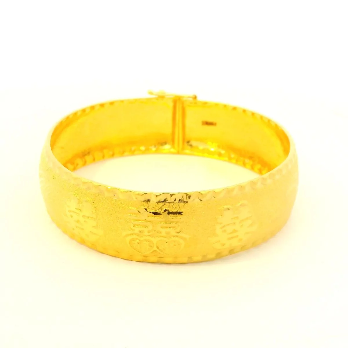 24K Dragon and Phoenix Chinese Characters Happiness Wedding Bangle