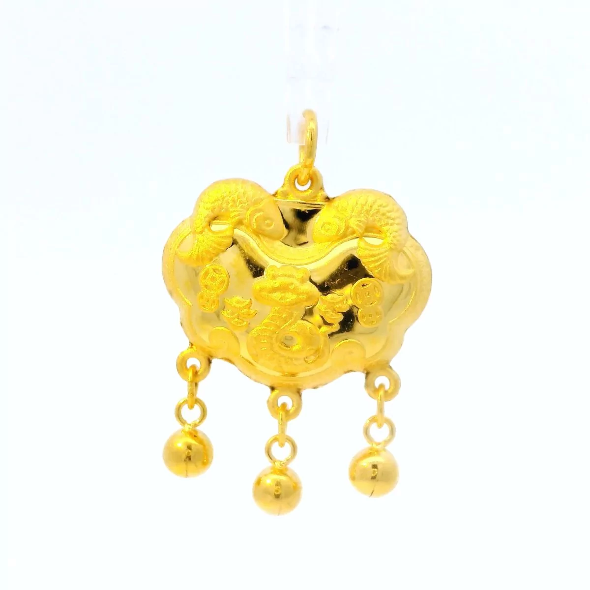 24K Longevity lock Bells Snake Traditional Pendant - Z026082 - Free