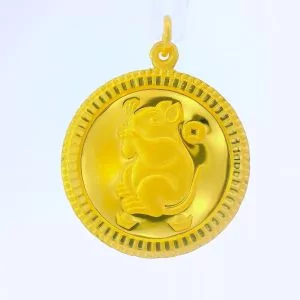 24K Circle Monkey Pendant - Z022256 - Free & Fast Shipping