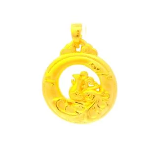 24K Circle Monkey Pendant - Z022256 - Free & Fast Shipping