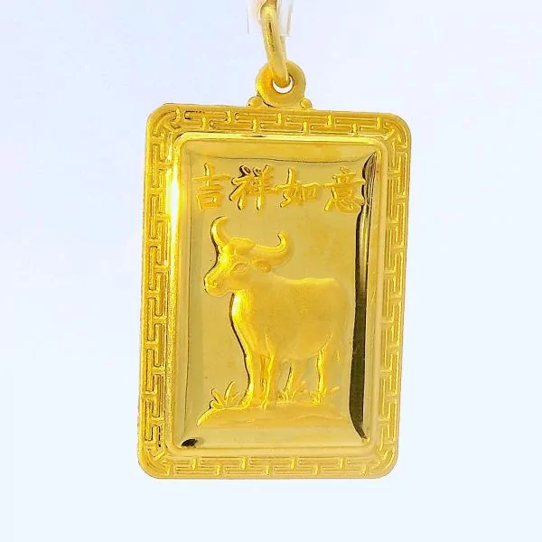 24K Rectangle OX Traditional Pendant - Z017209 | Free & Fast Shipping