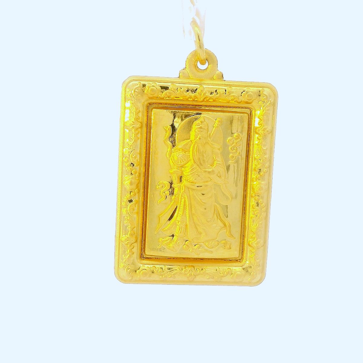 24K Rectangle Guan Yu Pendant - Z018408 | Free & Fast Shipping