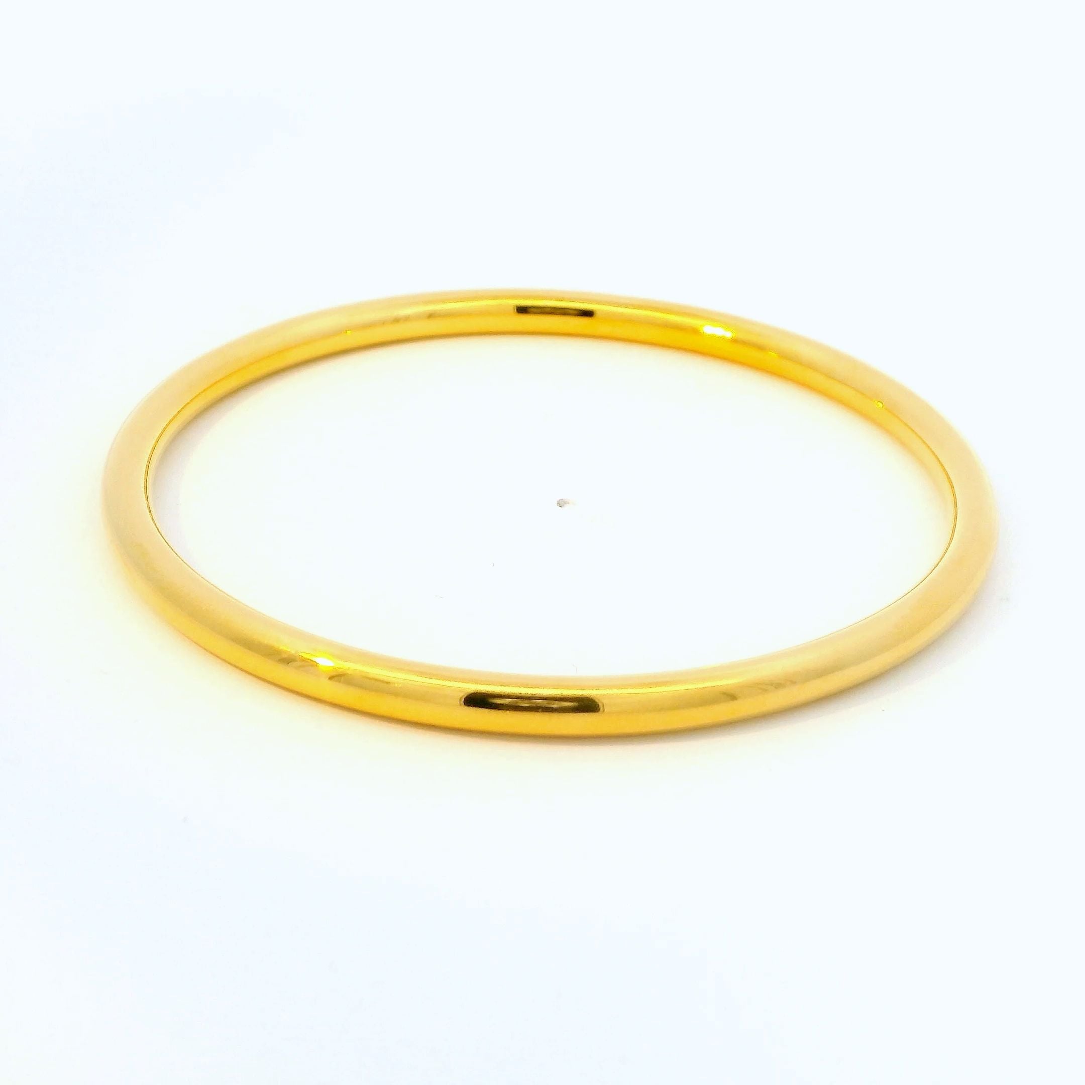 24K Circle Plain High polish Regular Bangle - Z024491 - Free &
