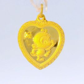 24K Heart Monkey Pendant - Z023440 - Free & Fast Shipping